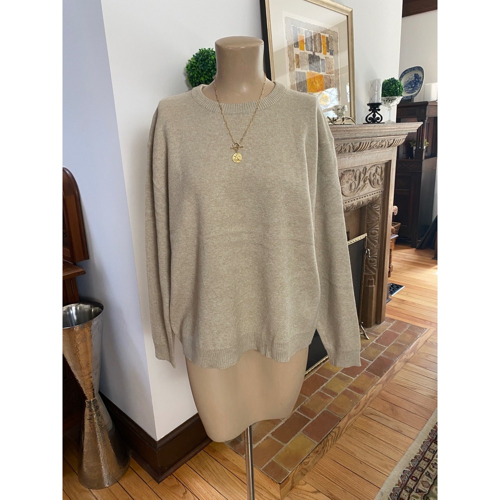Vigoss Womens Tan Beige Crewneck Oversized Knit Sweater Size Medium NEW